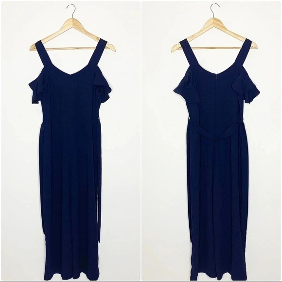 Elodie Navy Cold Shoulder Jumpsuit Size M - Picture 1 of 7